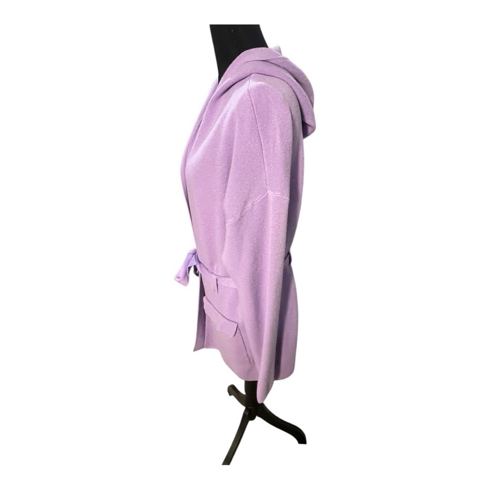 Pinch Front Tie Hooded Cardigan Purple Size S/M - Picture 4 of 9